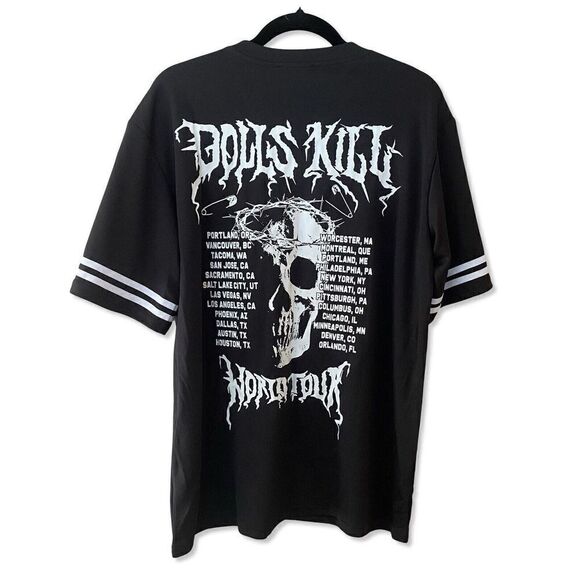 Dolls Kill Logo Merch Tour Jersey Shirt Tee Sport Blokette Sz S NWT oversized - Picture 2 of 7